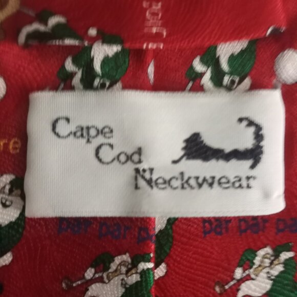 Cape Cod Neckwear Christmas Holiday Golf Red Jacquard 100% Silk Neck Tie - Picture 5 of 7